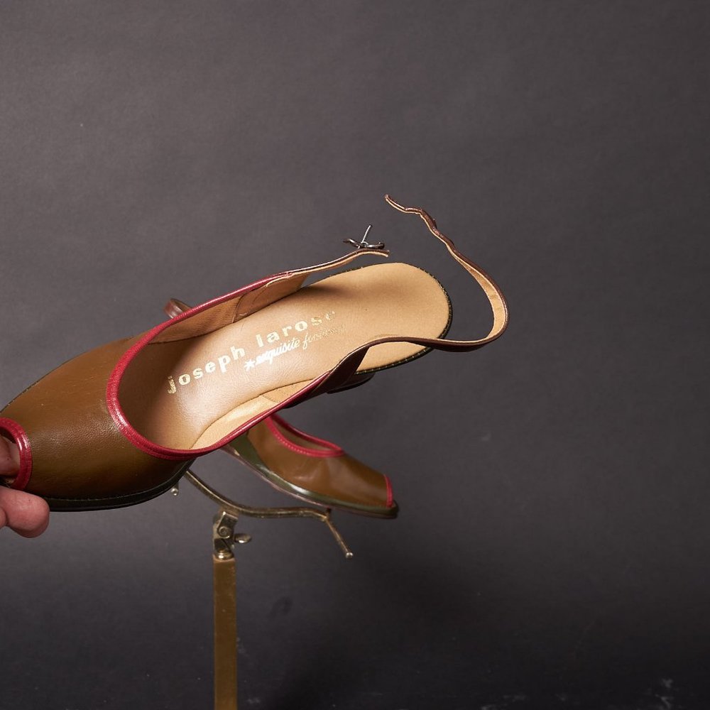 1950s Colored Wedge Peep Toe Heels